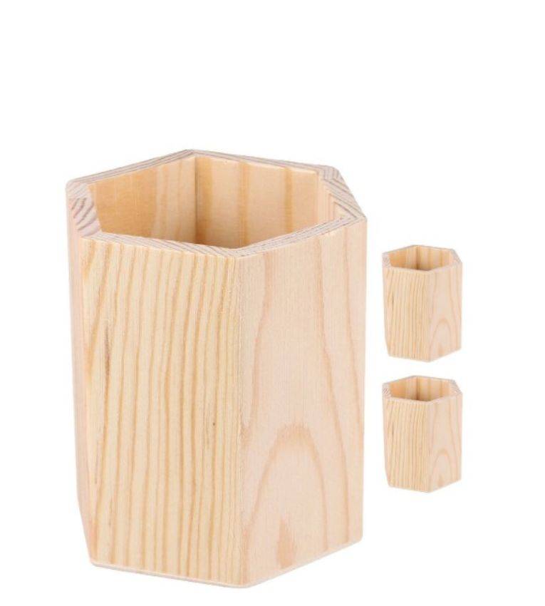 Porte-Stylo en Bois Naturel,Organisateur Bureau Écologique et Élégant